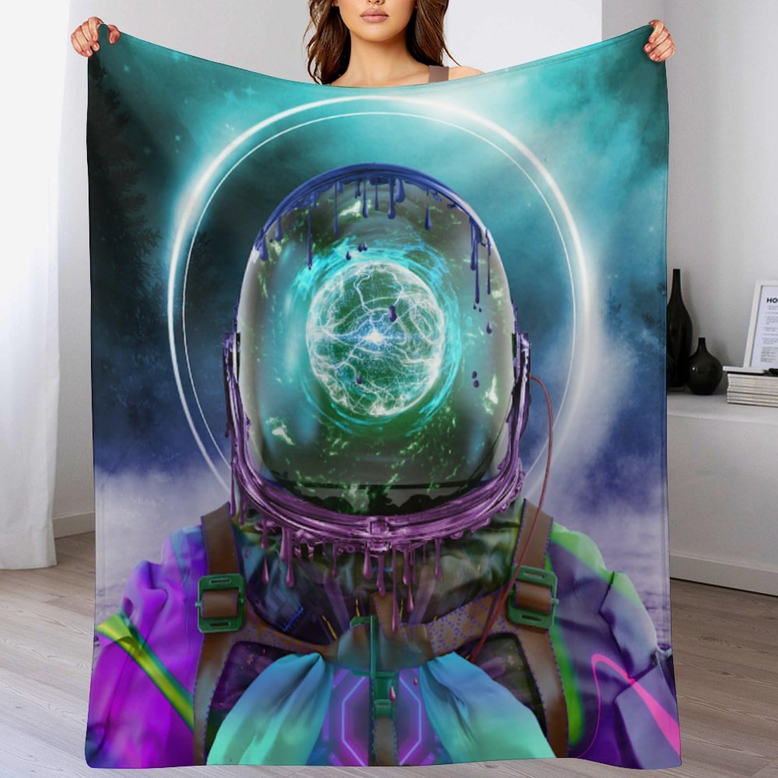 Couvertures salon astronaute plaid flannel doux jeté de canapé chaud 130x150cm