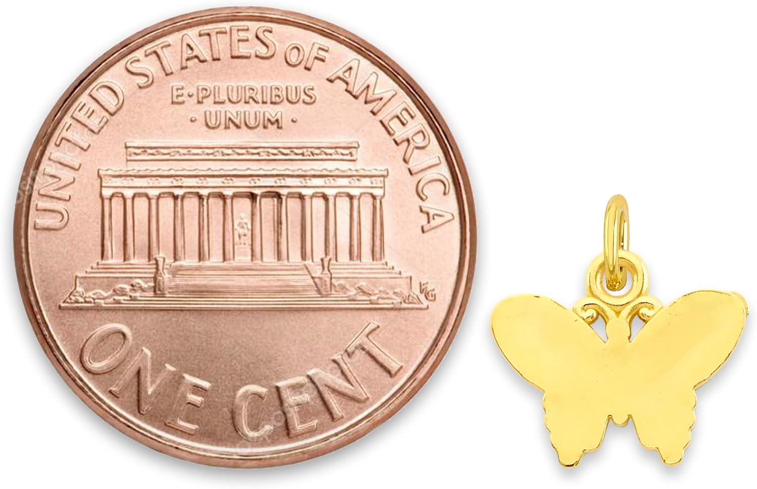 Solid 10k Gold Butterfly Microcharm, Mini Cute Animal Charm Symbol with Clasp