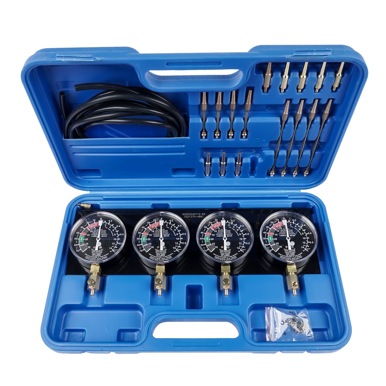 Tester Sincrono 4 Carburatori Blu, per Auto e Moto, Sincronizzazione Carburatore a Vuoto, Regolazione Motore GLOSSY AUTO PARTS
