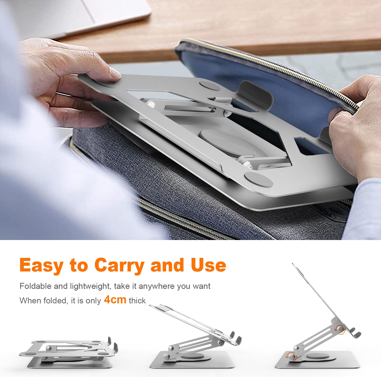 Supporto Laptop GRIFEMA Regolabile - In Alluminio, 6 Angolazioni, Compatibile Con PC 10-17,3 Pollici