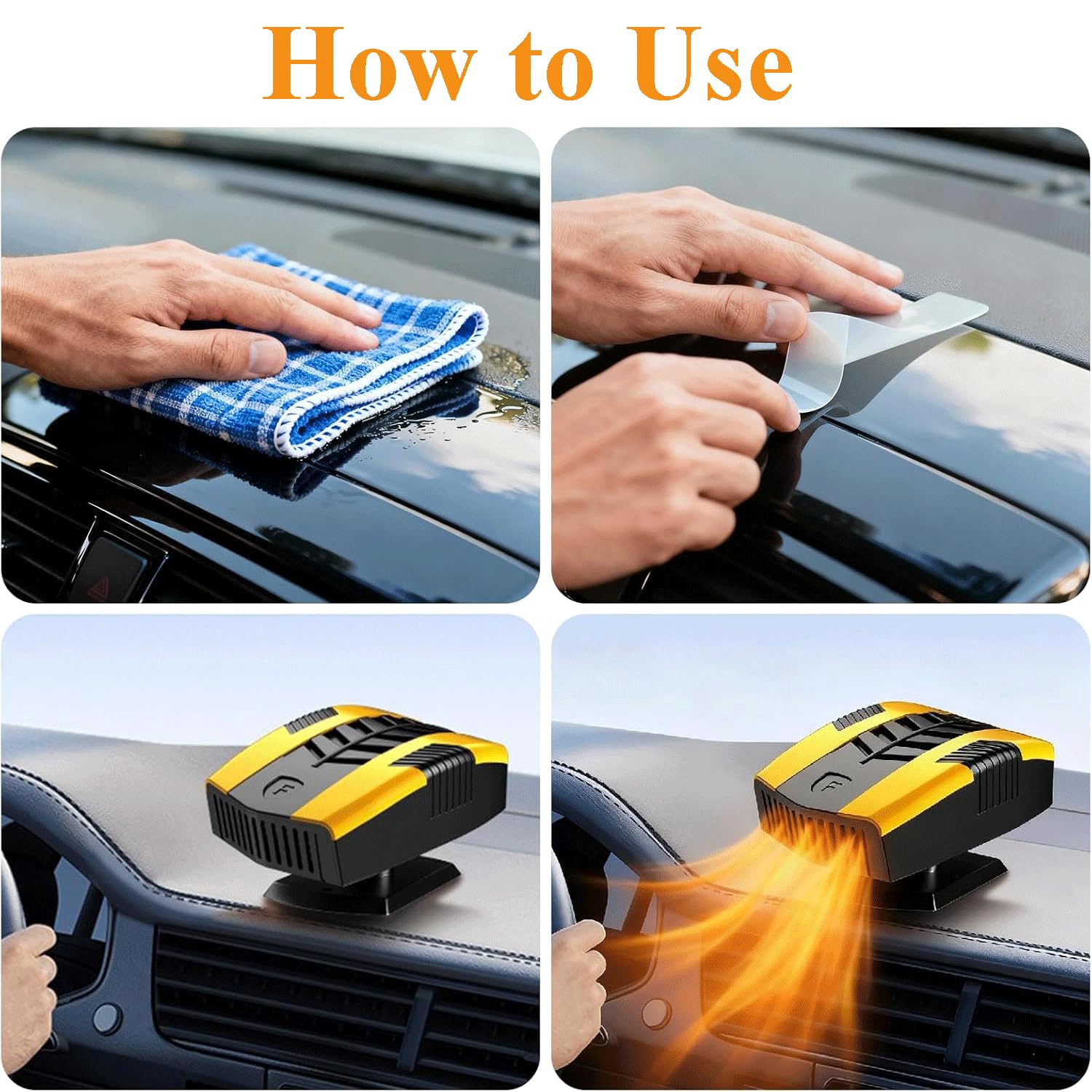Chauffage de Voiture 12V 150W, Chauffage et Refroidissement Rapides pour Désembuage et Dégivrage de Pare-Brise de Voiture, Chauffage Voiture avec Rotation à 360° pour Voitures