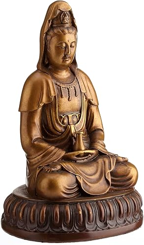 Miniatura 4 de Veronese Design 5 12 pulgadas de alto Guanyin Lotus Meditación Pacífica Estatua Resina Acabado pintado a mano