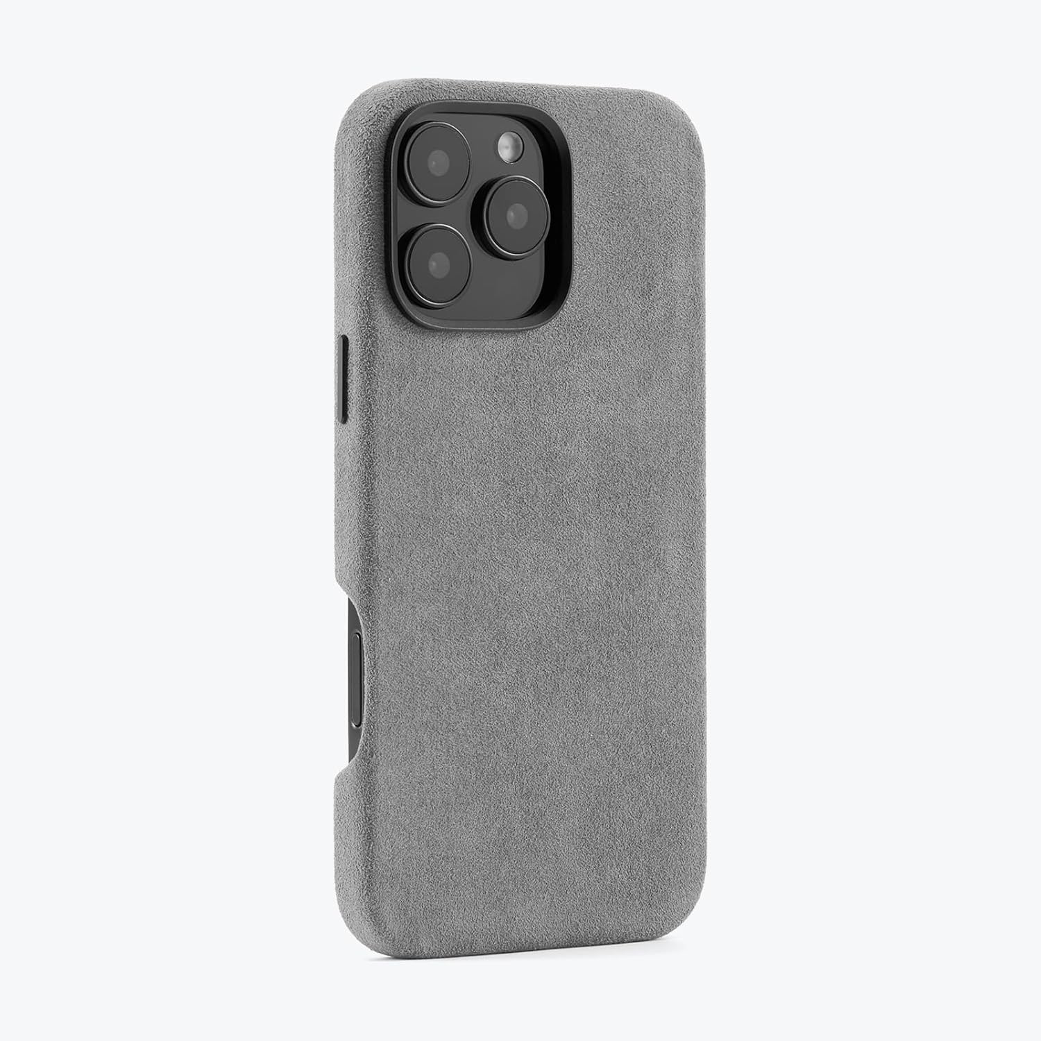 Alcantara Full-Wrap Phone Case for iPhone 16 Pro Max, Compatible with Mag-Safe Wireless Charging, Handmade Full-Wrap Italian Synthetic Suede Cover (Gray)