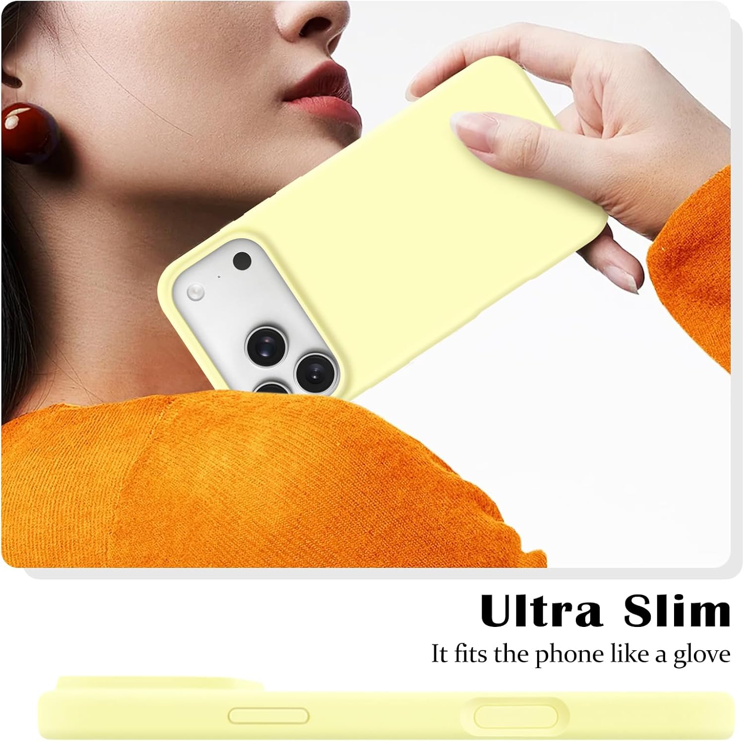 for iPhone 17 Pro Max Magnetic Case with Camera Control Button, Creamy Yellow Liquid Silicone Case for Women Girls Men Anti-Scratch Lining Shockproof Protective Cover for iPhone 17 Pro Max thumbnail
