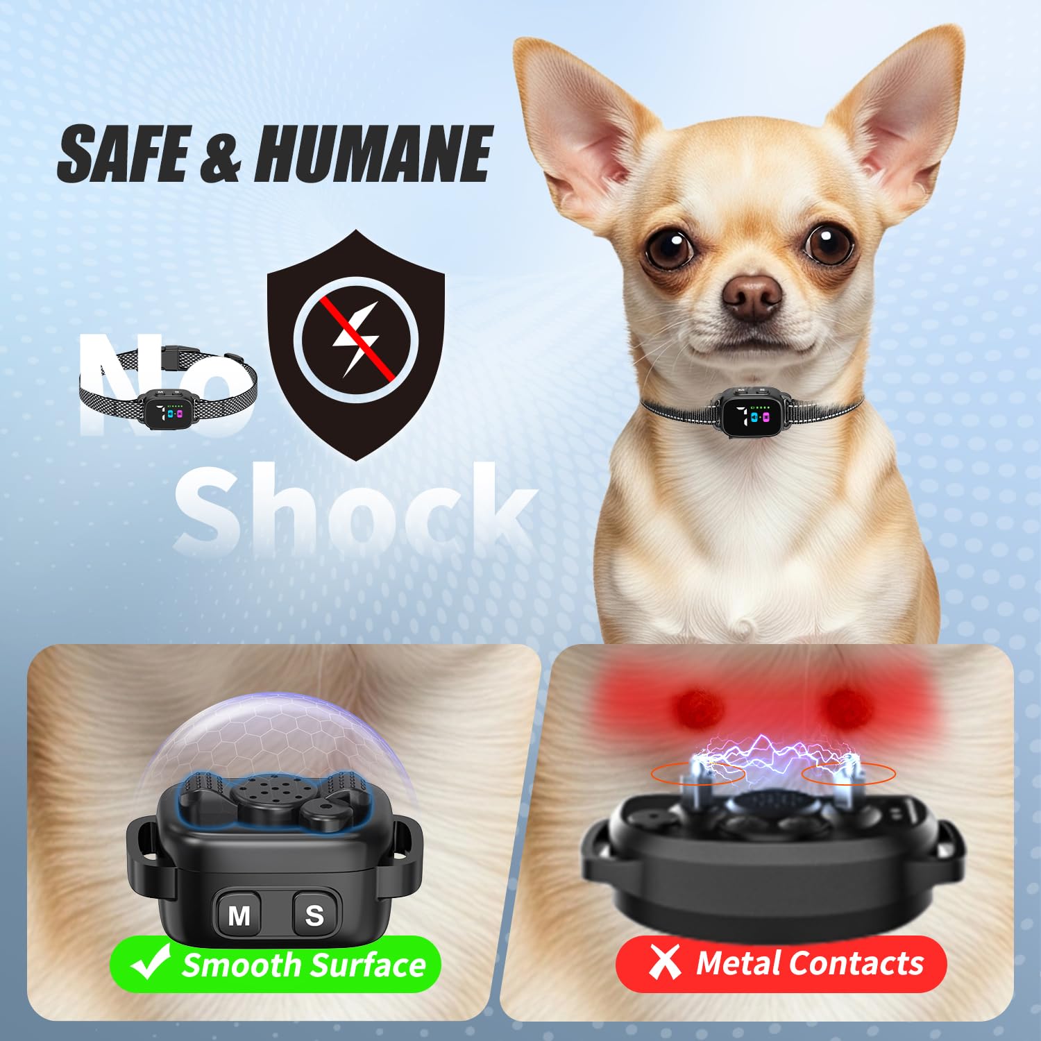 Anti Bark Collar for Small Dogs 2 Pack, No Shock Bark Collar with Beep & Vibration, 7 Sensitivity Levels, Smart Bark Detection, Rechargeable IP67 Waterproof Bark Collar for Small Dogs 5-30lbs — view 6