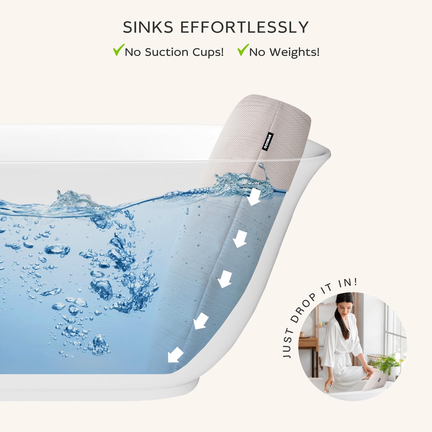 Bath Pillows for Tub Neck and Back Support,Bathtub Cushion backrest headrest Neck Pillow,tub Pillow for Bathtub,3D Mesh Core,Breathable,Quick-Drying,Ergonomic Relaxation (Pearl - Image 6