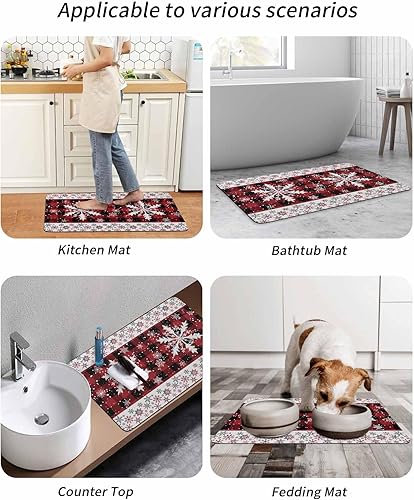 Miniatura 9 de Tapete de baño con diseño de copos de nieve para bañera, antideslizante, de secado rápido y absorbente, tierra de diatomeas, cocina, ducha,