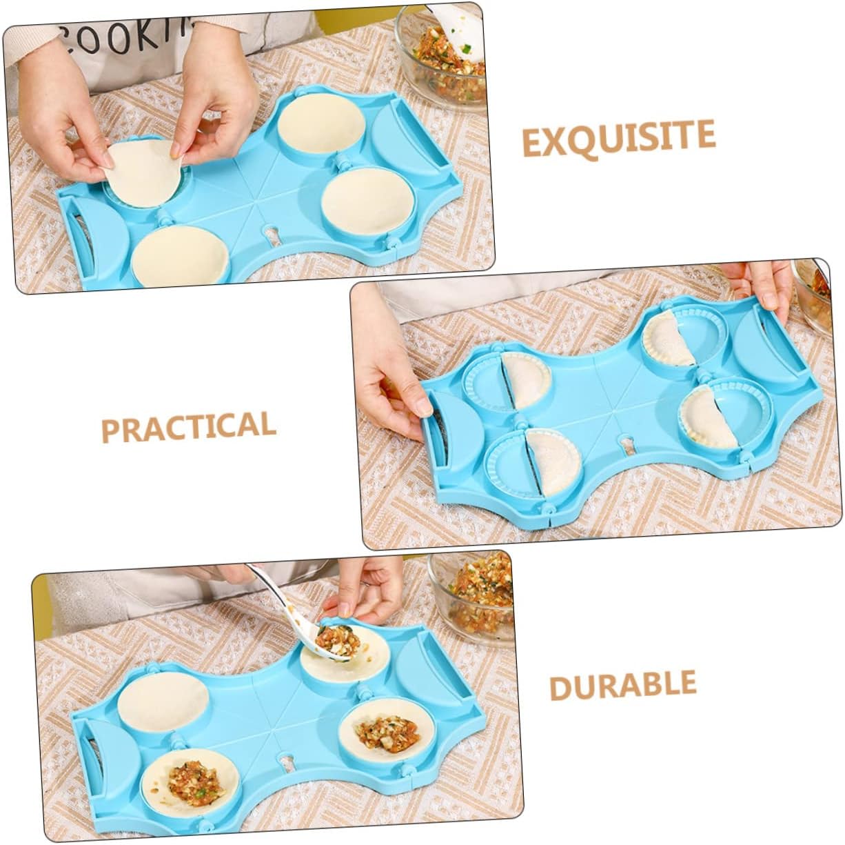 OUNONA Dumpling Maker Mold Set of 4 Automatic Dumpling Press Molds Plastic Dough Wrappers for Home Cooking Suitable for Ravioli Empanadas and Pierogi