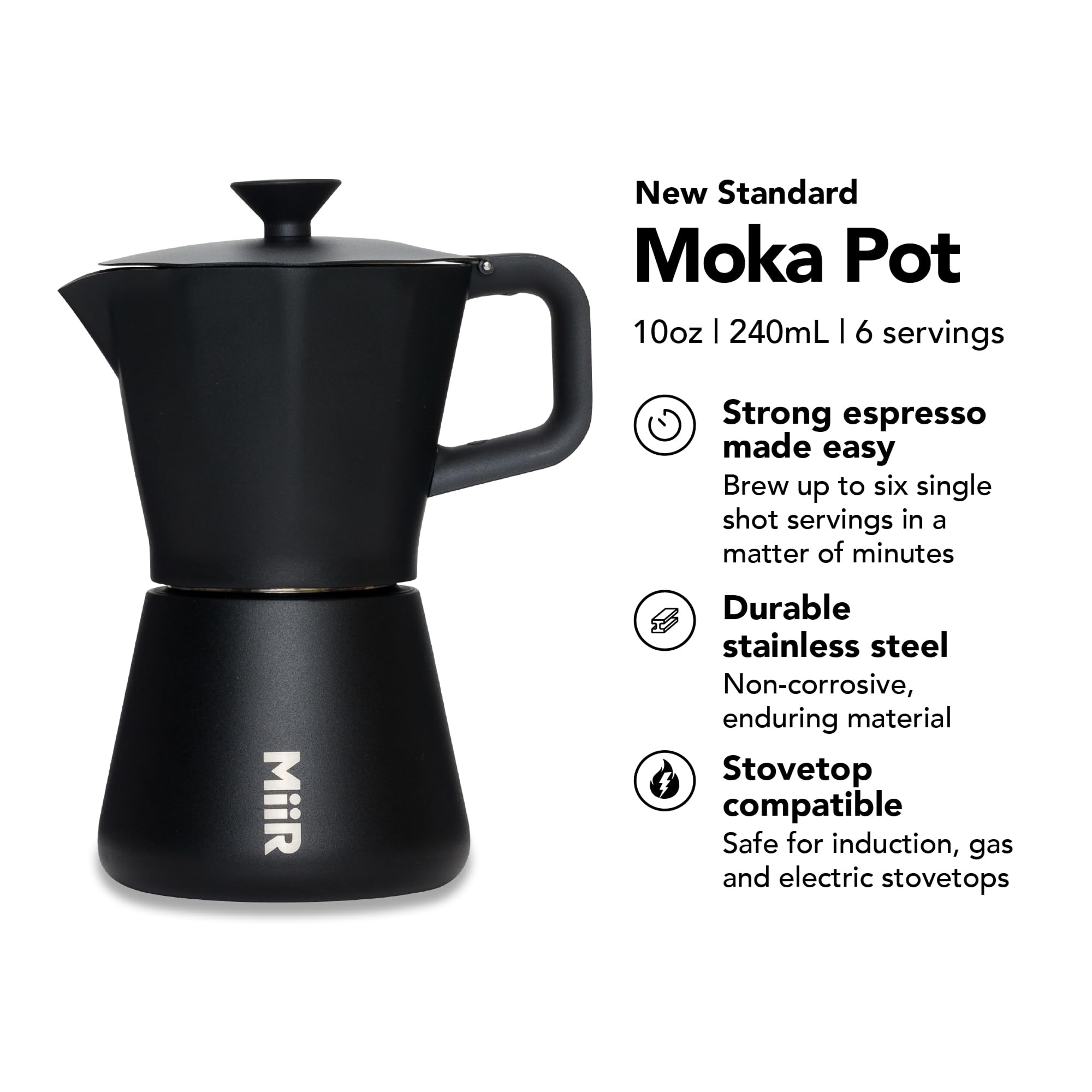 Amazon.com: MiiR New Standard Moka Pot, 10oz - Durable Coffee