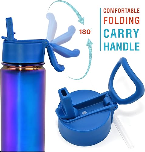 Miniatura 6 de CHILLOUT LIFE - Botella de agua aislada de 22 onzas para niños para la escuela con tapa con popote a prueba de fugas y lindos adhesivos