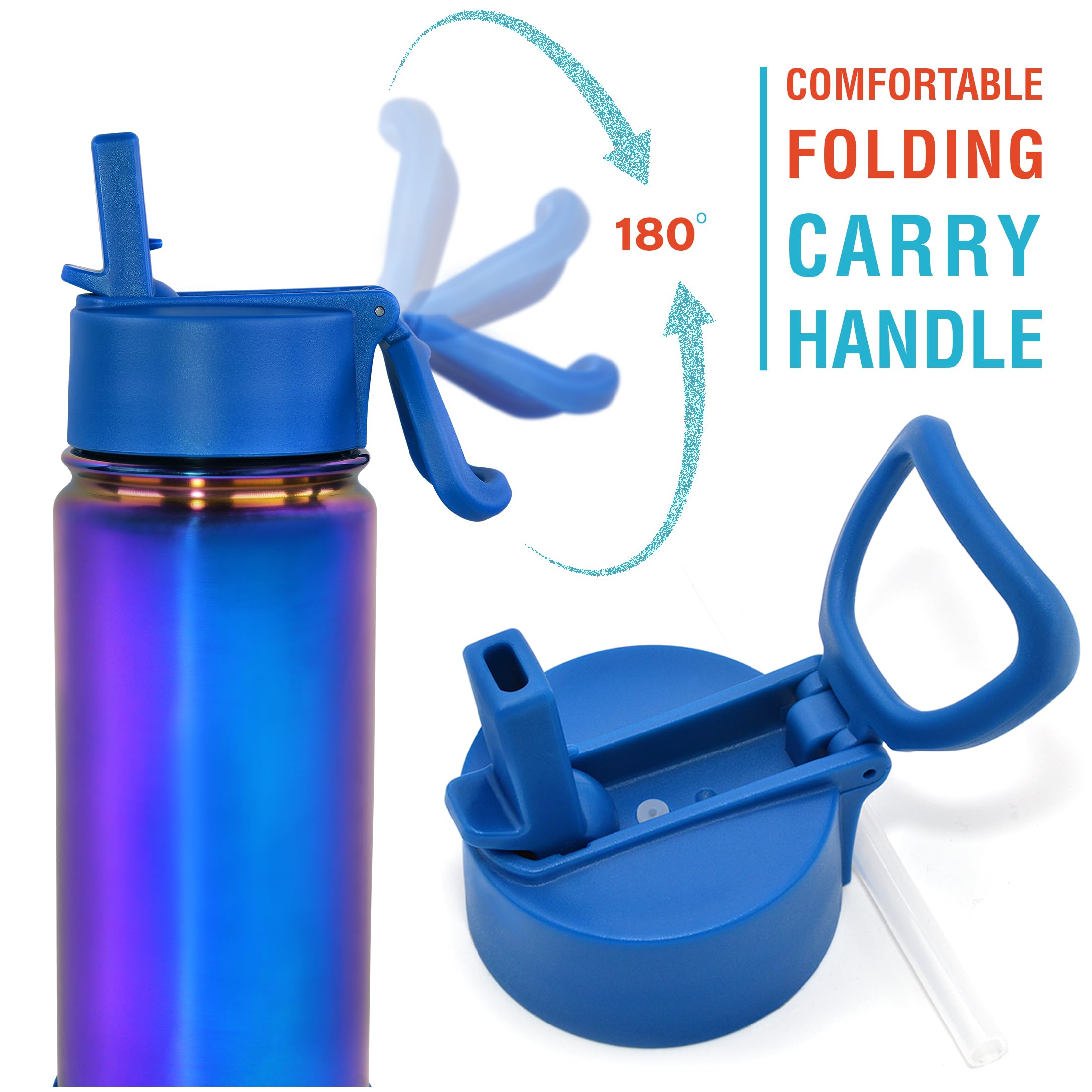 CHILLOUT LIFE Isolierte Kinder-Wasserflasche für die Schule, mit Strohhalm-Deckel, auslaufsicher und niedlich, wasserfest, personalisierbar, Edelstahl-Thermosflasche, Metall-Wasserflasche,