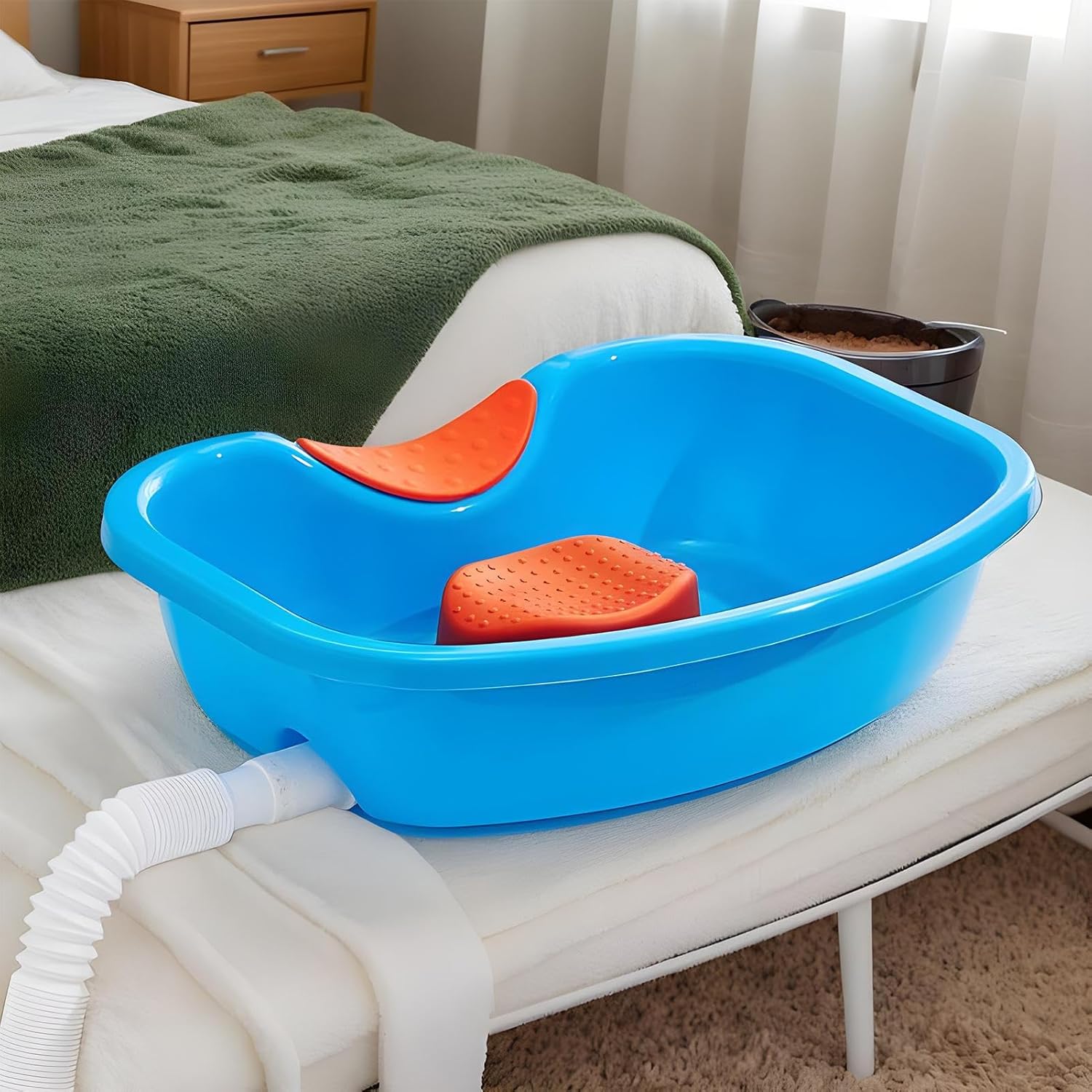 Wash Station - Portable Hair Basin Build, Ergonomic Neck Rest Design, Reusable Buddy Tray, Flexible Drain Hose | Caregiving Usage Enabling Gentle Hair Cleaning During Limited Mobility Situatio
