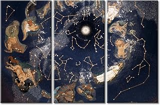 TUMOVO Map of Stars Posters 3 Panels Map of the Sky at Night Constellations Art Prints Astral Connection Series Wall Pictures Large Wall Art Stretched and Framed Ready to Hang (60" Wx40 H)