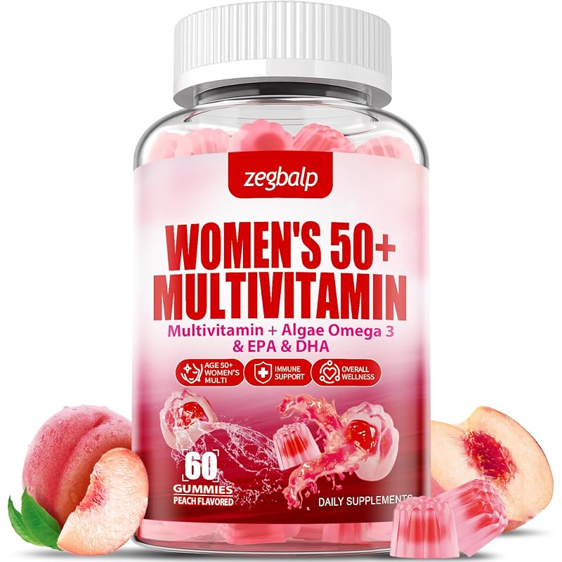 ZEGBALP Multivitamínico para mulheres 50+ em gomas com vitaminas A, complexo B, C, D3, K2 e E, 60 gomas