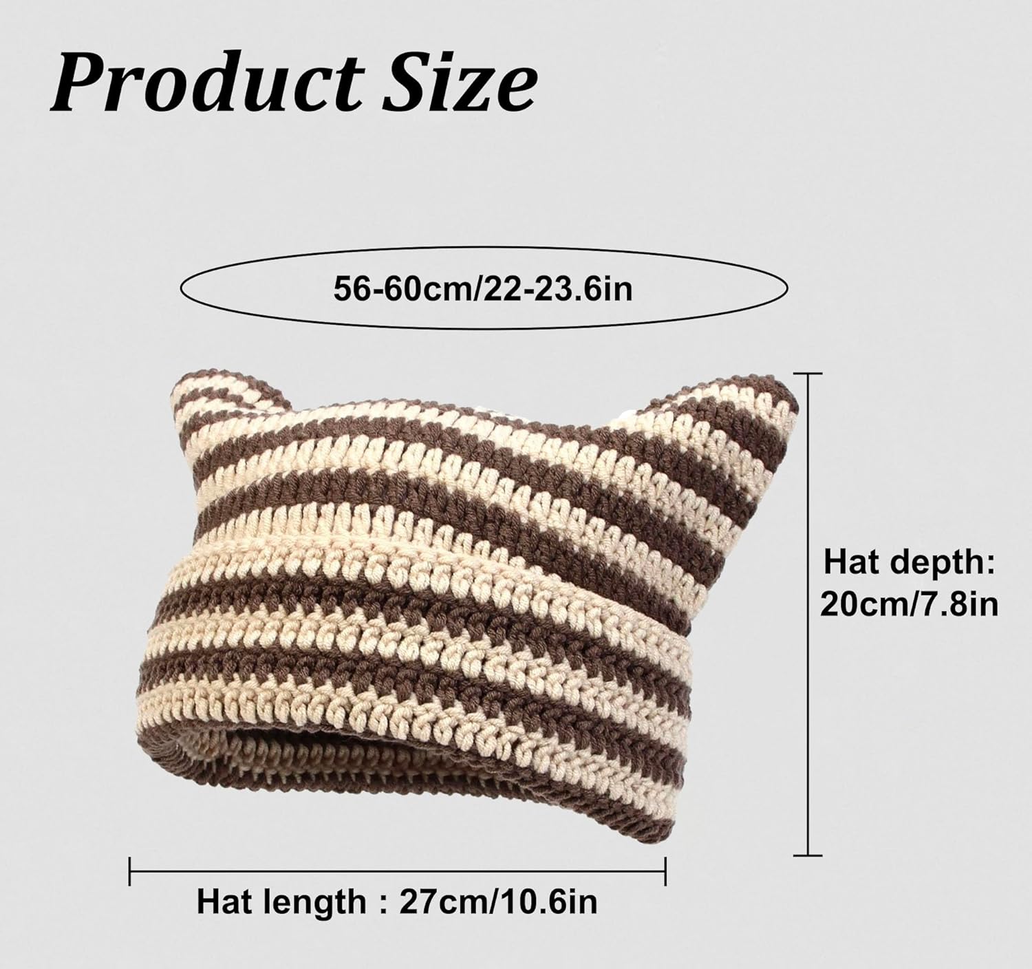 Crochet Hats for Women Cute Cat Ear Knitted Hat Soft Knit Hat Vintage Cuffed Slouchy Beanie for Women - Image 7