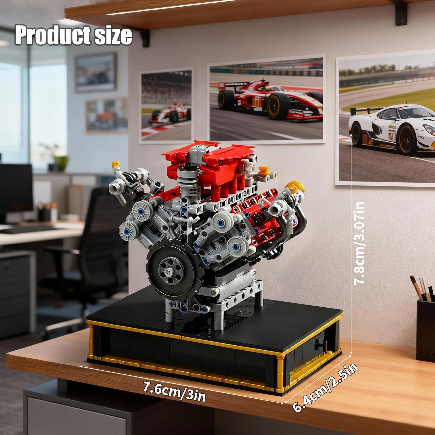 V8 Engine Technic Building Blocks Set That Runs Smoothly, Build Your Own 8 Cylinder Visible Dynamic 488 Engine Model Kit with Motor, STEM Educational Gift for Adults & Boys Ages 8+(1123PCS)