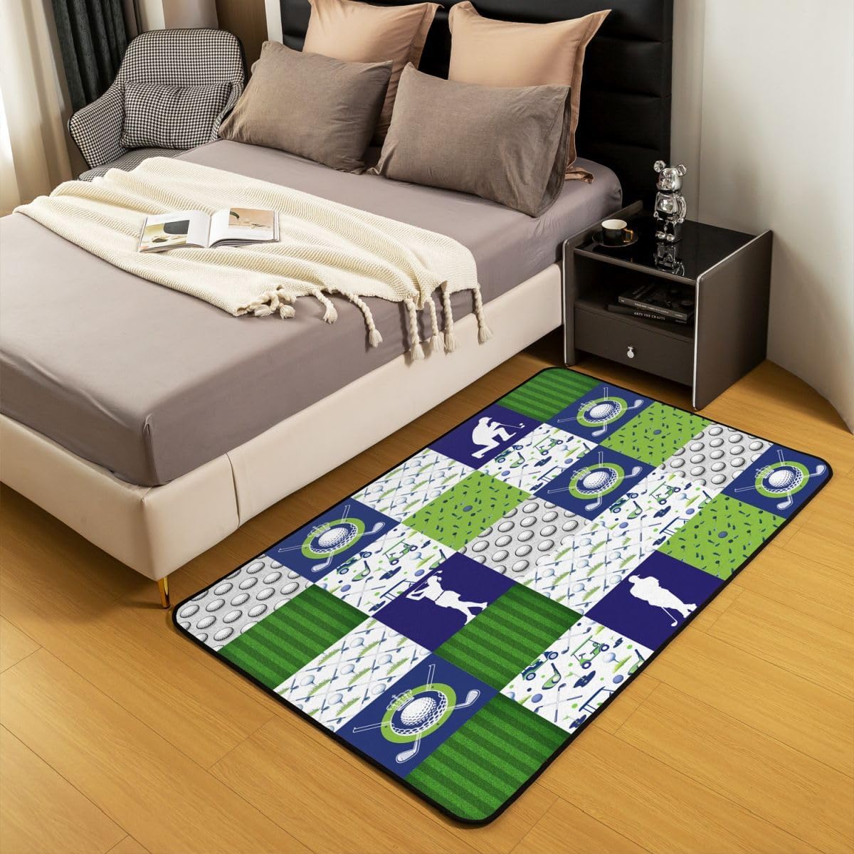 Golf Decorative Carpet Area Rug 5x7 Ball Gaming Living Room Rugs for Kids Boys Girls Decor Sports Theme Accent Rug Microfiber Golf Ball Lovers Decorative Rug