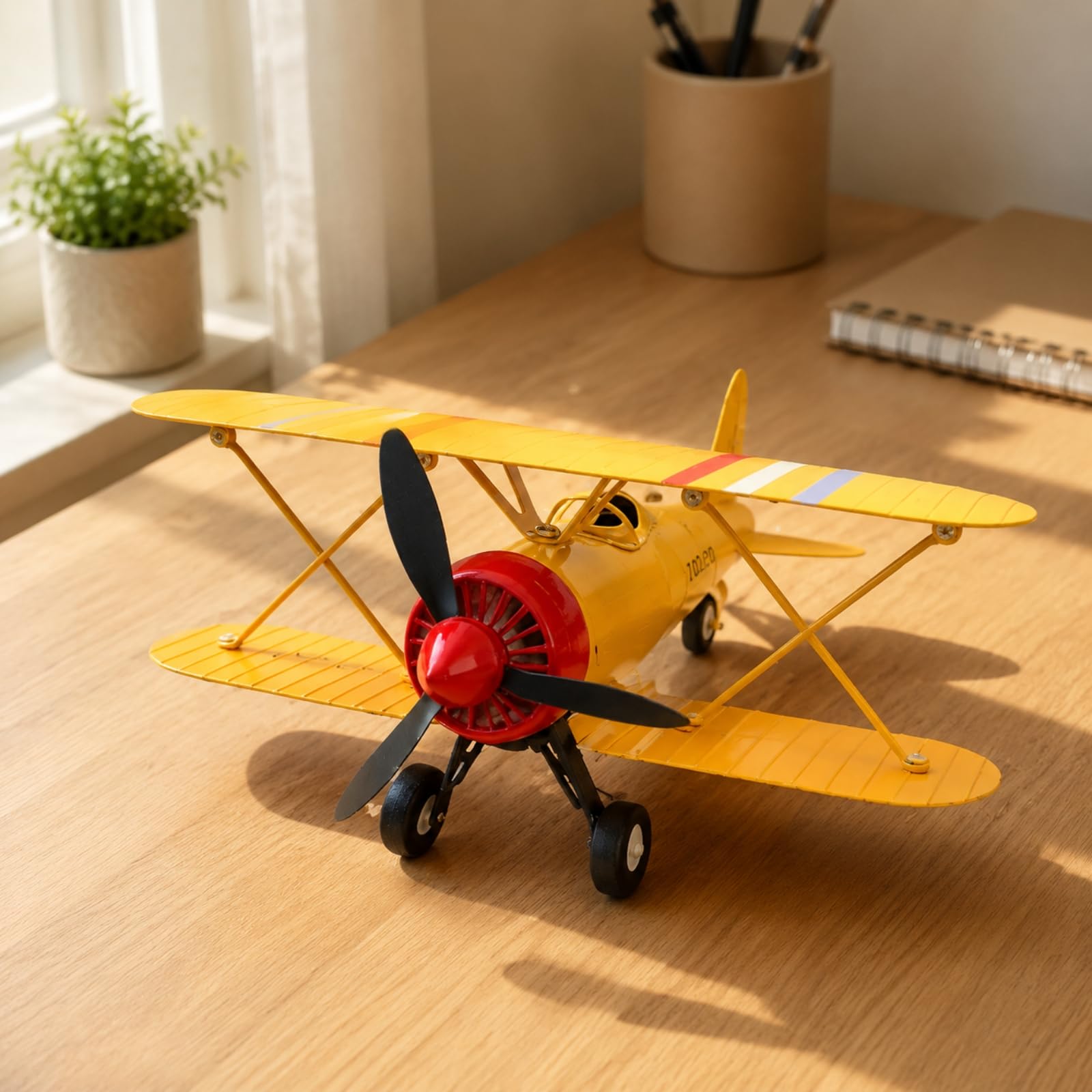Gralara Aereo in Miniatura | Lavorazione Semi-Artigianale, Modellino di velivolo bipiano, Fatto a Mano, Modello di velivolo bipiano, per Ufficio, Rosso