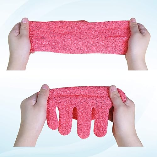 Miniatura 4 de Evridwear Guantes exfoliantes para baño pesados y moderados, color rosa, 2 pares