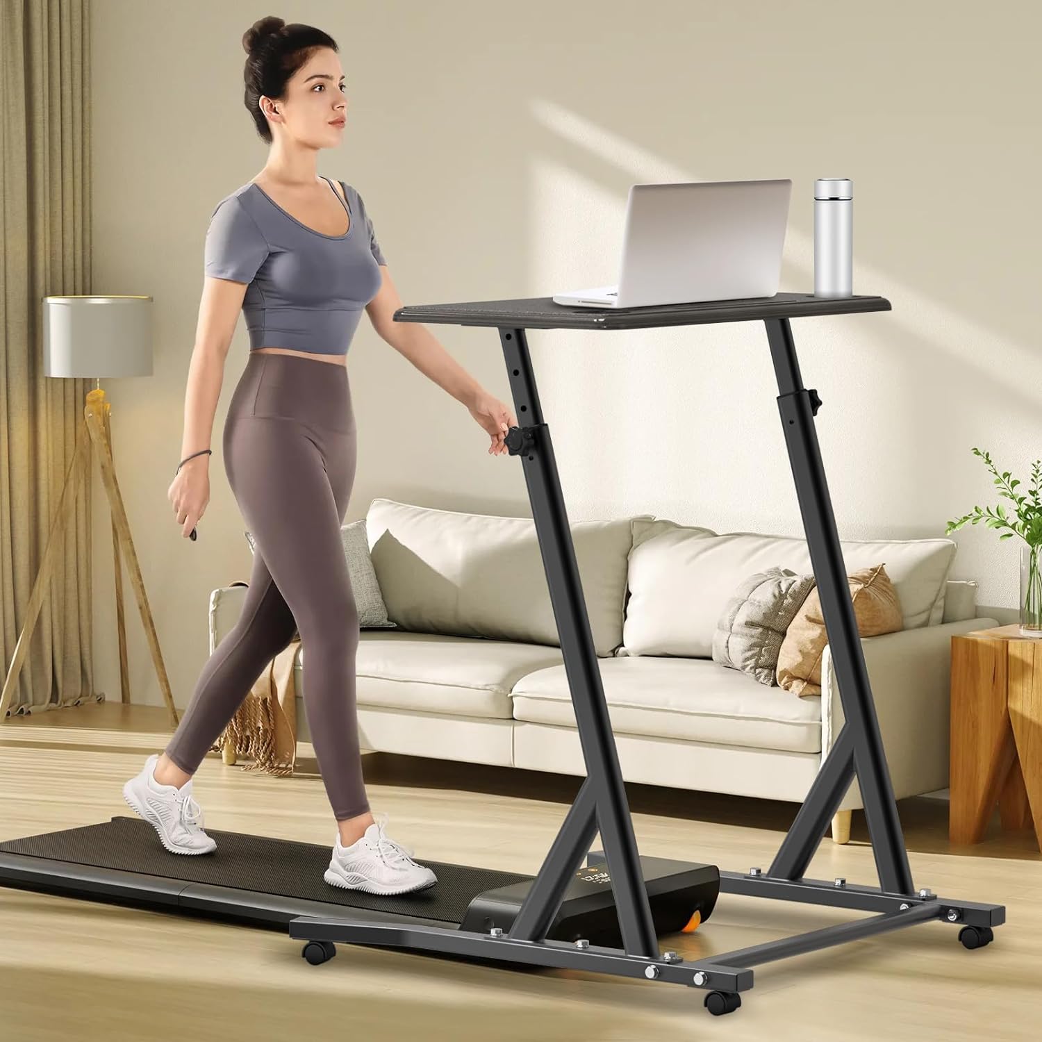 SELEWARE Indoor Cycling Desk Height Adjustable Bike Desk Workstation Standing Desk Wooden Laptop Desk Portable Bike Trainer Fitness Desk with Lockable Wheels for Indoor Cycling Treadmill Office Use SELEWARE Indoor Cycling Desk Height Adjustable Bike Desk Workstation Standing Desk Wooden Laptop Desk Portable Bike Trainer Fitness Desk with Lockable Wheels for Indoor Cycling Treadmill Office Use