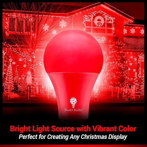 Miniatura 3 de BlueX Paquete de 2 bombillas LED rojas A21 (15 W, equivalente a 120 W), base E26, bombilla LED roja para decoración de fiestas, porche, iluminación