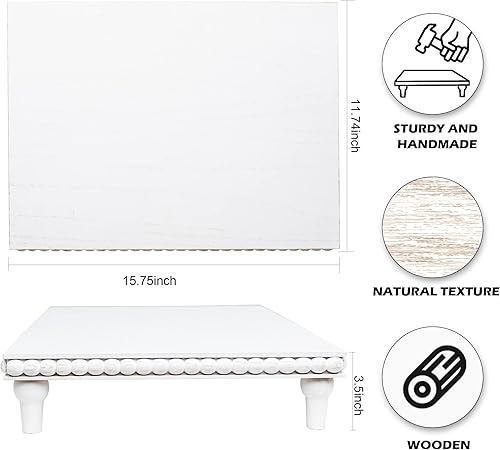Miniatura 2 de GENMOUS Farmhouse - Soporte de pedestal blanco para decoración de baño, bandeja rústica grande escalonada, soporte de pedestal para exhibición de