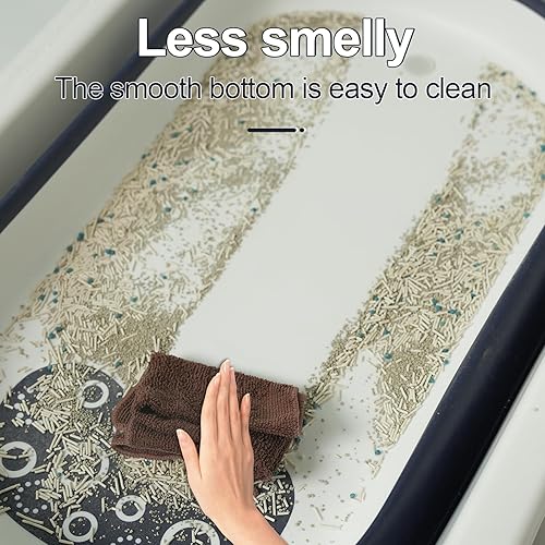 Miniatura 5 de Eiiel - Caja de arena para gatos extra grande, bandeja antiadherente duradera, caja de arena estándar, ideal para gatos pequeños y grandes, fácil de
