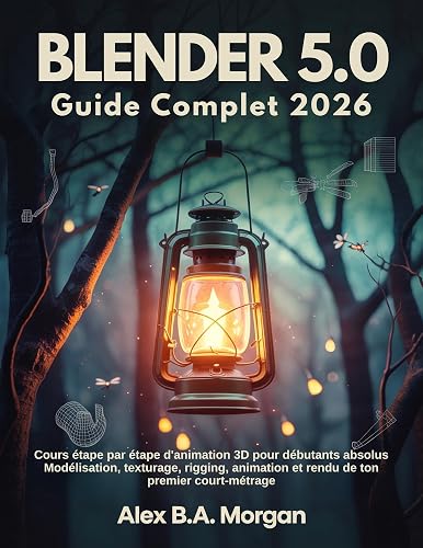 Blender 5.0 Guide Complet 2026: Cours étape par étape d'animation 3D pour débutants absolus Modélisation, texturage, rigging, animation et rendu de ton premier court-métrage (French Edition)