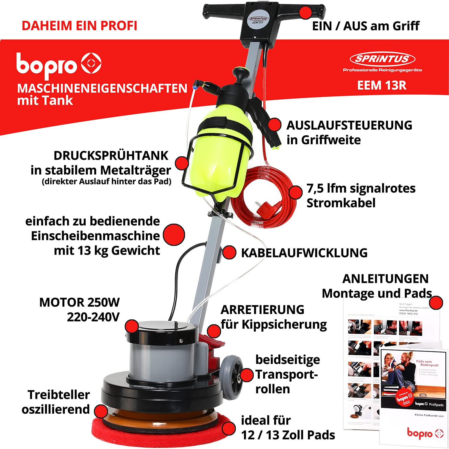 floorboy Z12C Einscheiben Reinigungs- und Poliermaschine (Universalset mit Tank)