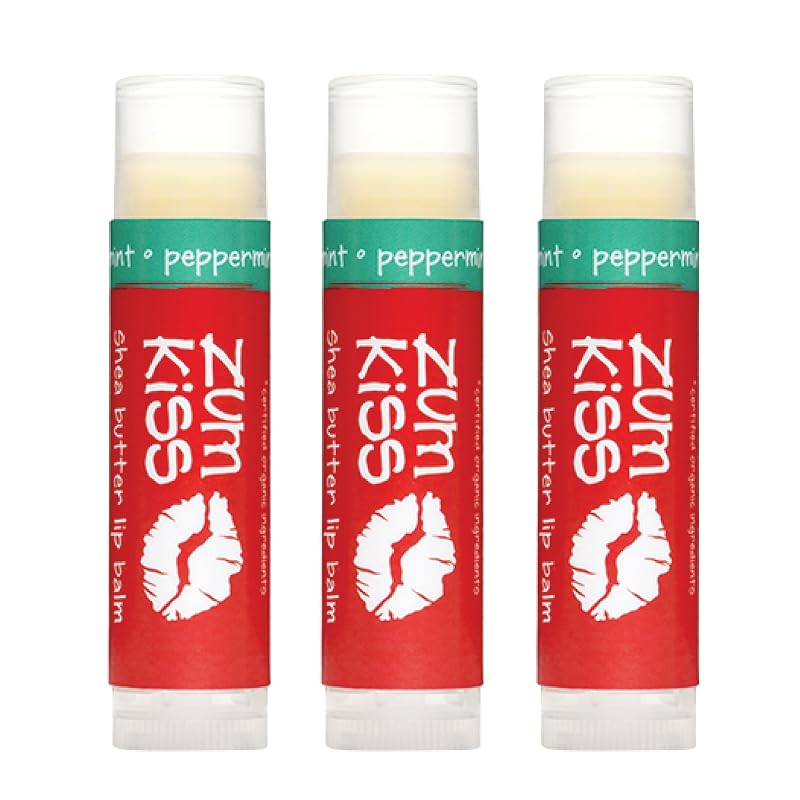 Bálsamo labial Zum com fragrância de hortelã-pimenta, pacote com 3