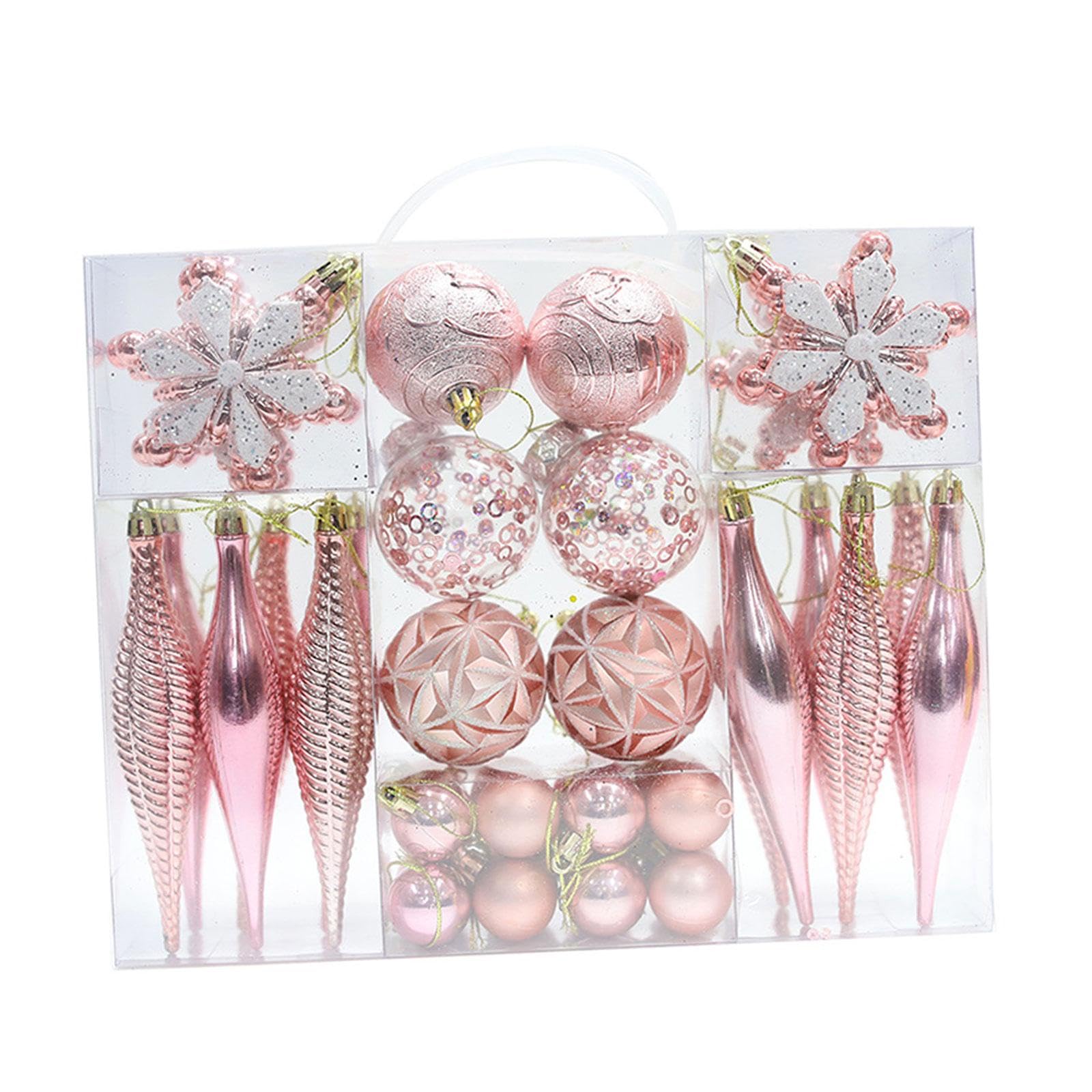 Boules de Noël Qianly rose lot de 40 suspensions festives pour sapin