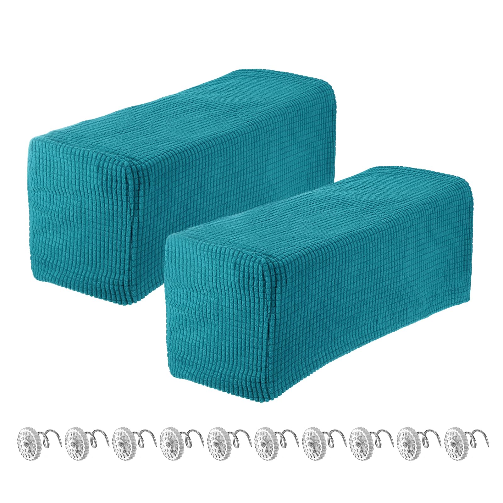 sourcing map 2pcs Stretch Armrest Covers for Chairs/Sofas, Couch Arm Covers with Twist Pin, Furniture Protector Slipcovers Blue