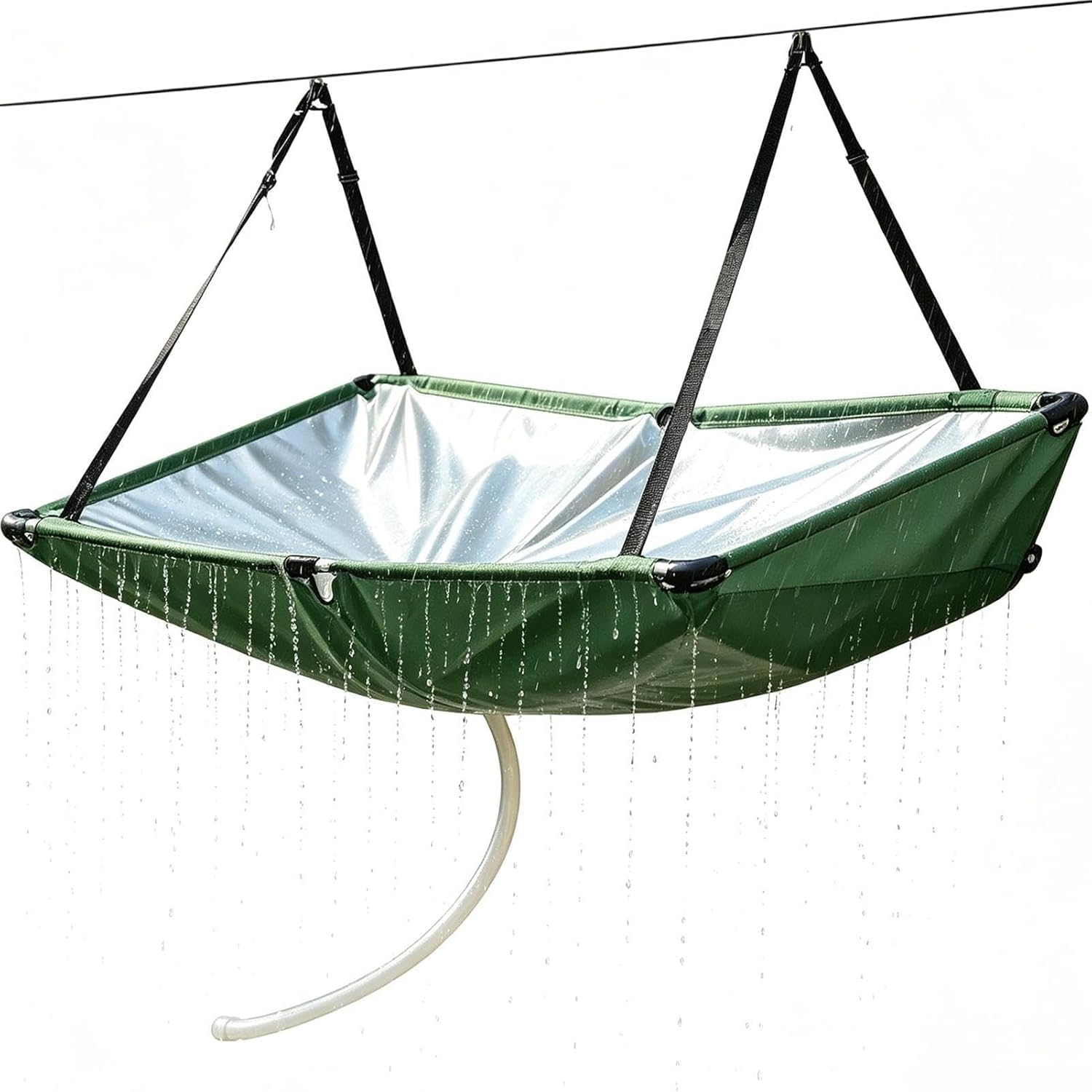 Outdoor Rain Water Collector Tarp,Rainwater Collection System with Hose - Water Storage Bag，Portable Rains Catcher Diverter Kit for RV Lawn Outdoor Backyard Garden Balcony Camping Greenhouse