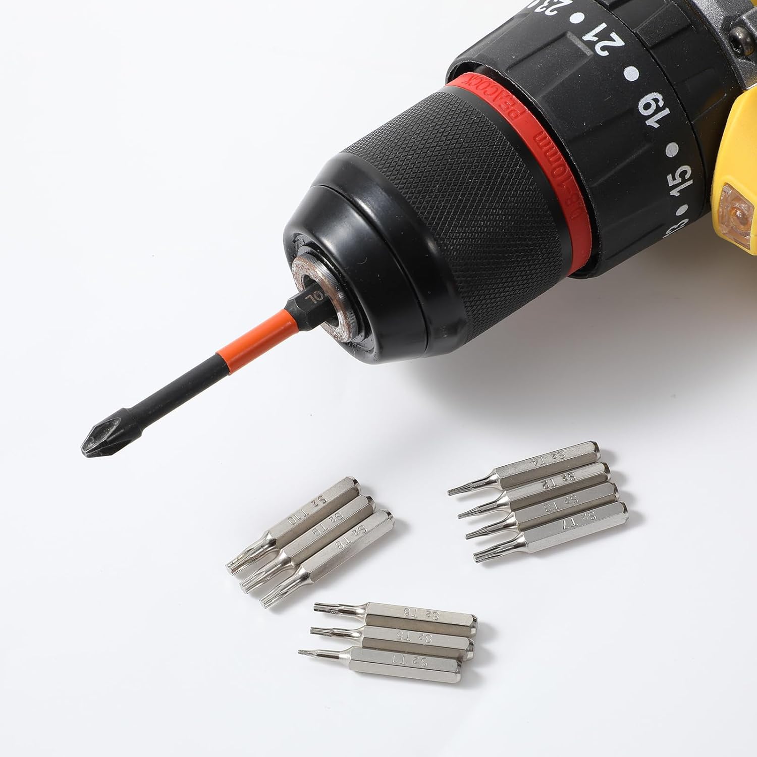 10PCS Security Torx Bit Set, Precision Torx Bit Set T1 - T10 Miniature Screwdriver Bits Star Bits Set Hex Bit Set 28mm Length Premium S2 Alloy Steel Bit Set for Car Truck Engine Motorcycle Cell Phone