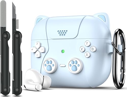 RFUNGUANGO Funda para AirPods Pro de 21 generación con llavero, diseño de jugador de juegos para niños, hombres y mujeres, funda de silicona suave