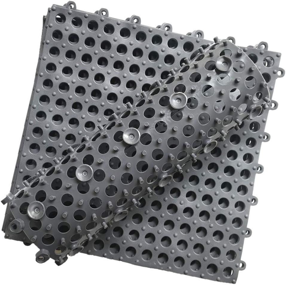 Hоlіdау Dеаlѕ 🛒 smabee 24Pcs Interlocking Soft PVC Non-Slip Tile Splicing Waterproof Mat Pet Area Drain Pool Shower Bath Kitchen Cushion 11.75 x 11.75 Thin Mats with Suction Cup Type (Dark Gray)