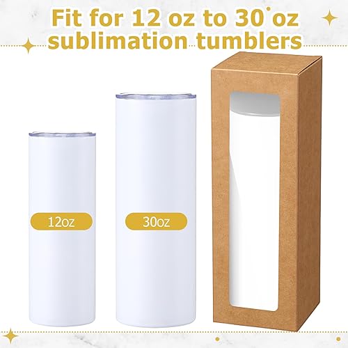 Miniatura 4 de PerKoop 60 cajas de regalo para vasos de sublimación, cajas de exposición transparentes con ventana para prensa de calor de 12 onzas, 20 onzas, 30