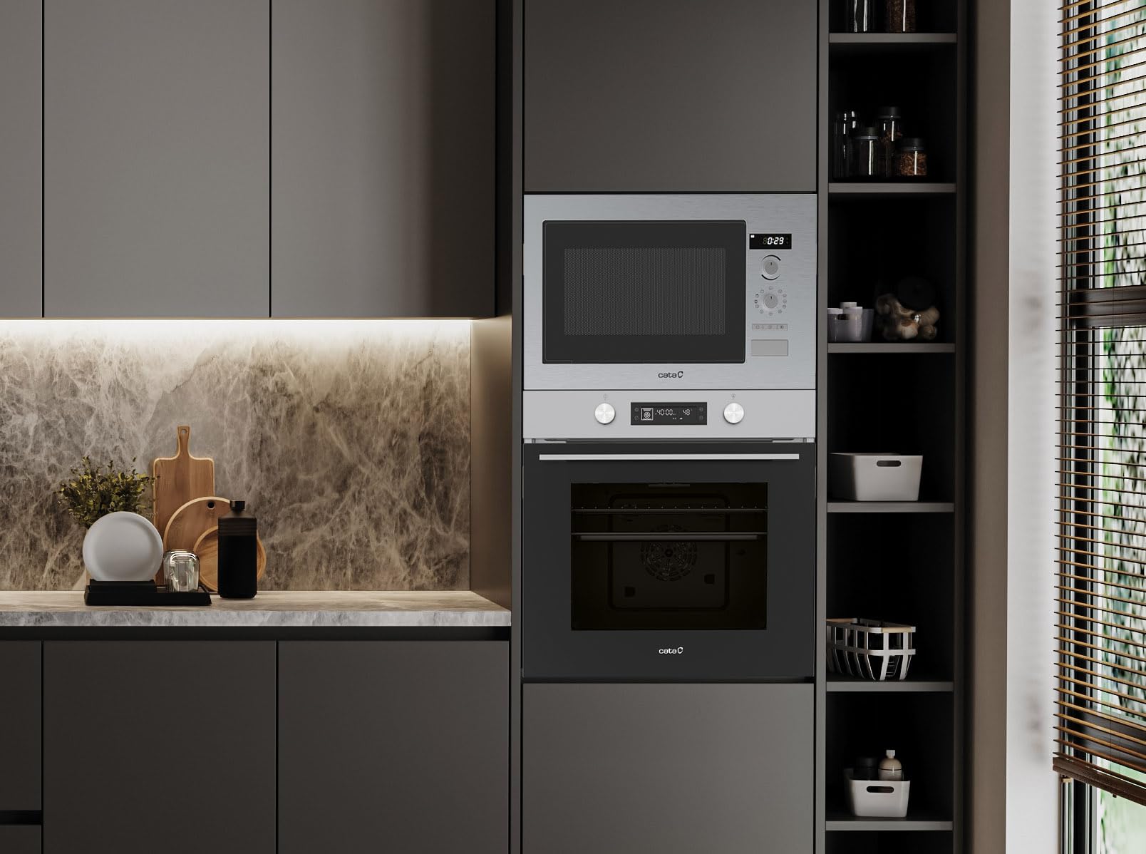 CATA MDS 8108 X - Forno multifunzione digitale integrato, 60 cm, 73 l, 8 funzioni, classe A, guida telescopica, display digitale, porta fredda 3 vetri, acciaio inox e vetro nero