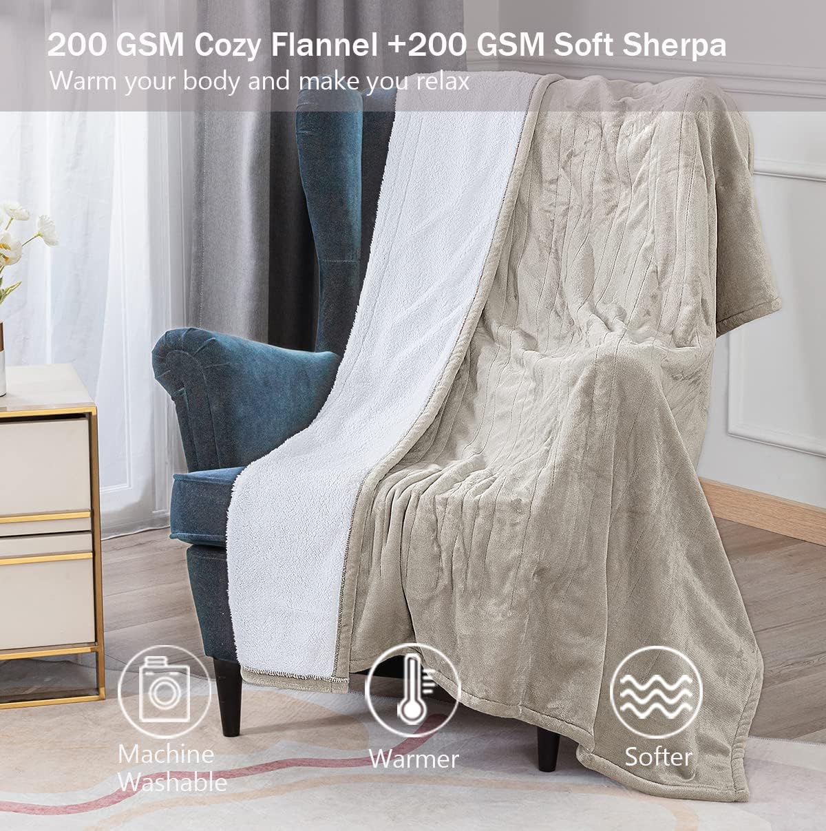 review DoWin Heated Throw Blanket Super Cozy Soft Flannel & Sherpa 4 Heating Levels 3 Hours Auto Off ETL Certification 50