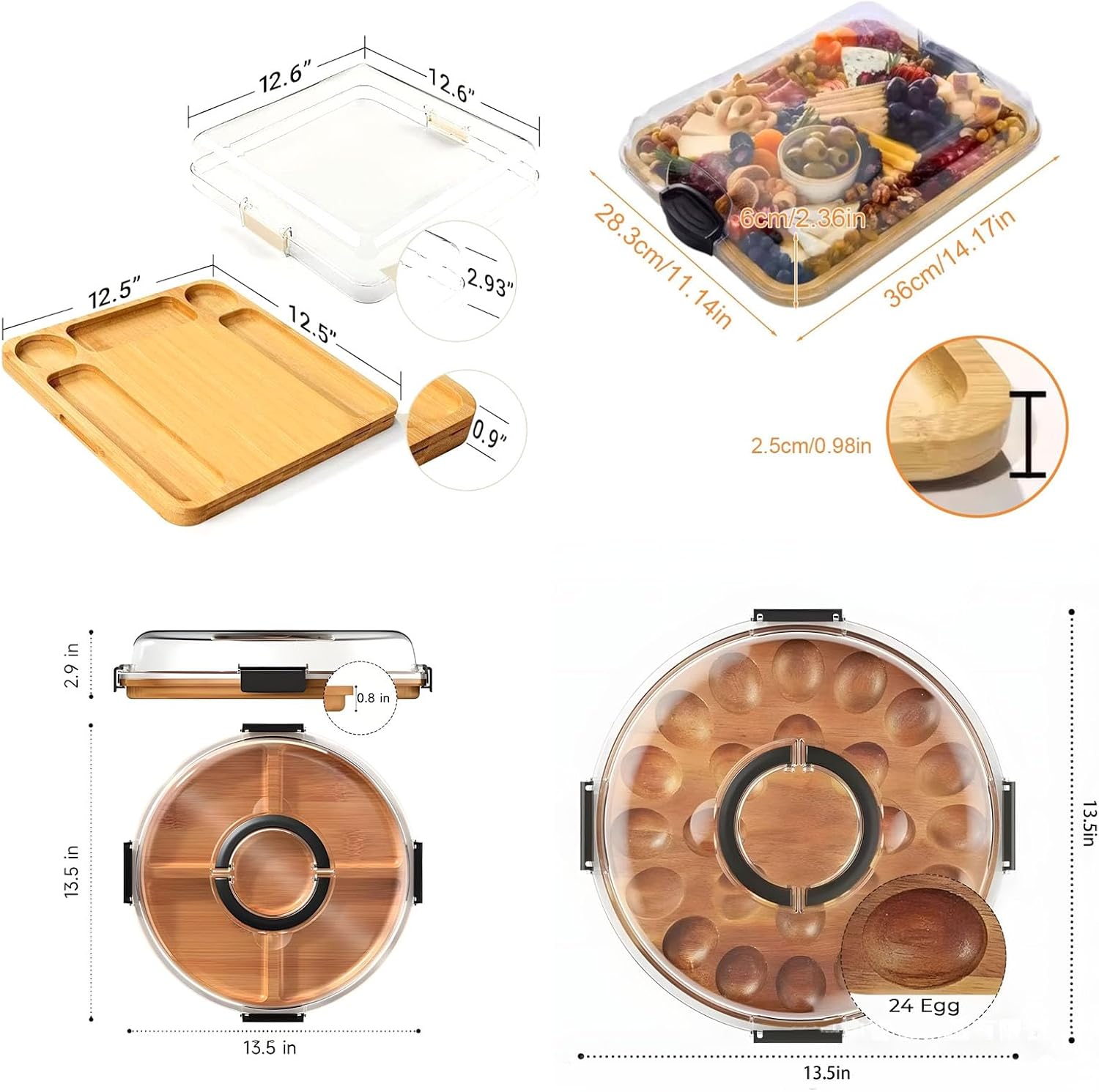 Locking Lid Serving Tray Highlighting 5 Compartments Polyacrylate Protect for New Food Display At Picnics Weddings Gatherings Polyacrylate Lid Recyclable Stalk Modifiable Clear Protect Outdoor Meal