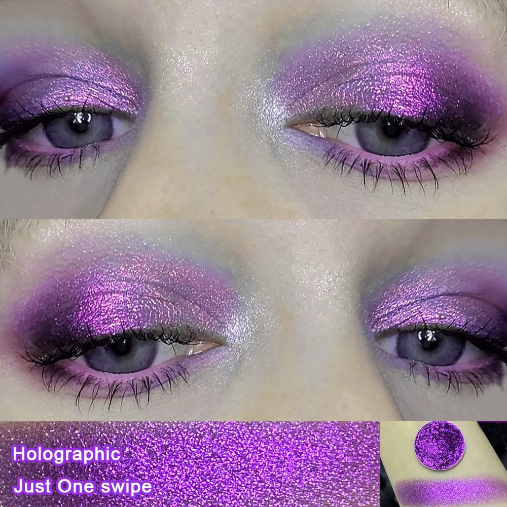 Afflano Red Glitter Eyeshadow, Diamond Bright Red Eyeshadow Instant Color, Super Pigmented Single Red Metallic Eyeshadow One Swipe, Holographic Red Shimmery Eye shadow for Goth Smoky Clown Eyes Makeup