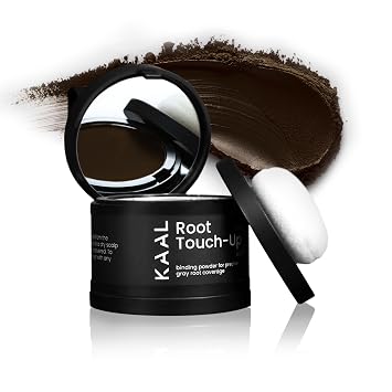 KAAL Hairline Powder for Concealing Hair Loss, Touch Up Powder for Hair Toppers, Eyebrows & Beards, Thinning Hair Fibers Dark Brown