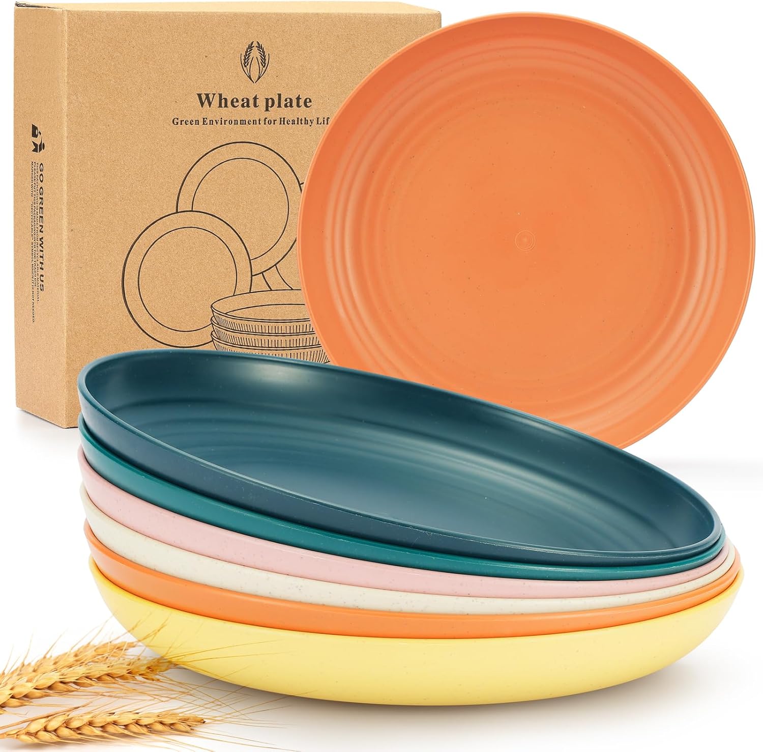 ale pomos Wheat Straw Plates,Dinner Plates Set of 8 Alternative for