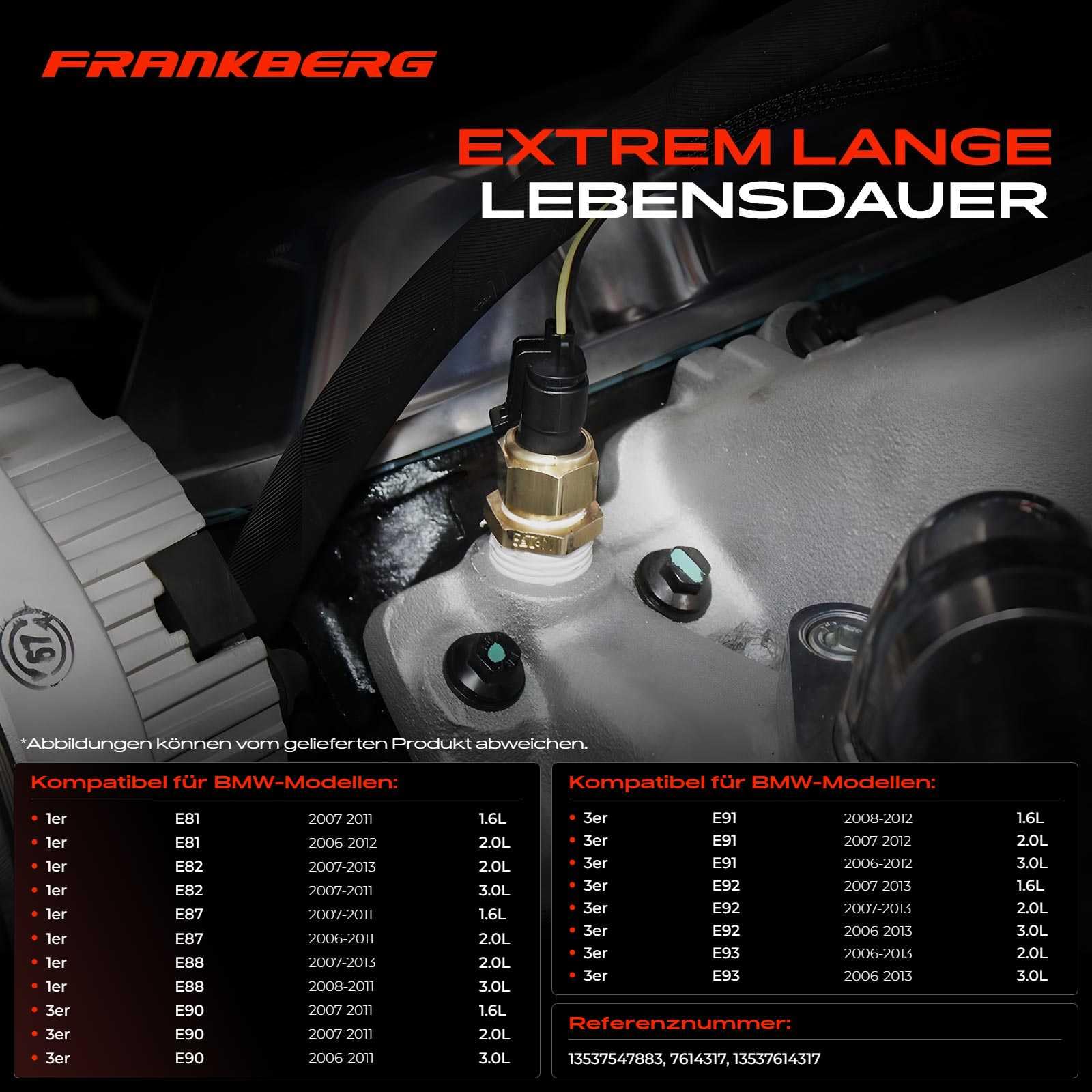 Frankberg Kraftstoffdrucksensor Kompatibel mit 1er 3er 5er 6er 7er X5 X6 1.6L 2.0L 3.0L 2005-2014 13537547883