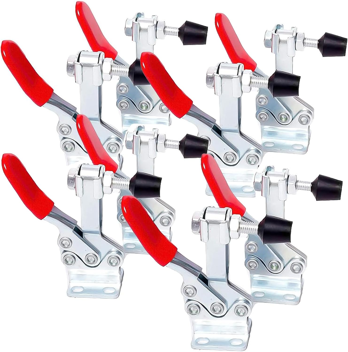 KINJOEK 10 Packs 225D 500lb Toggle Clamp Set, Quick Release Vertical | Toggle Hold Down Clamp Hand Tools for Woodworking Welding Drill Press