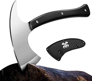 Full Tang Survival Camping Axe with Wood Ergonomic Handle and Nylon Sheath Sheath – High Carbon Stainless Steel, Multi-Tool for Outdoor, Hunting, Emergency (Big)