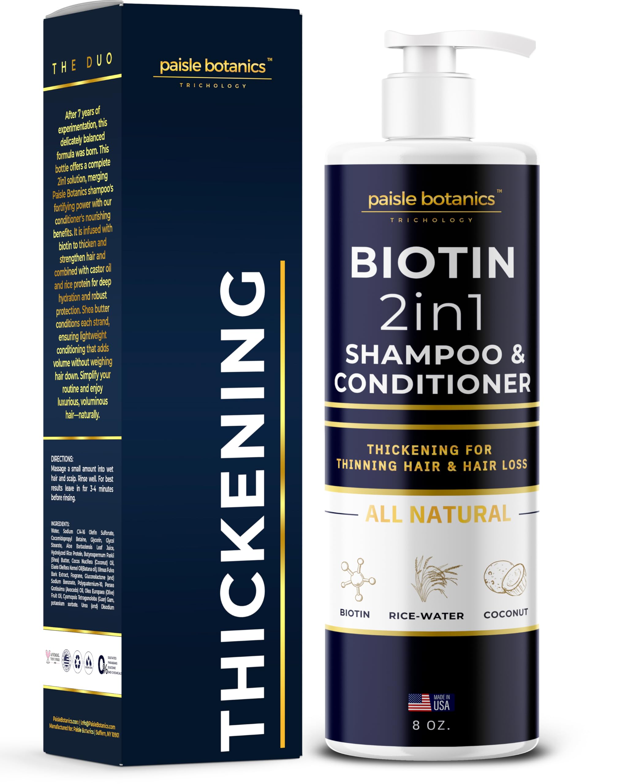 Biotin 2 in 1 Shampoo and Conditioner Men & Women Thickening for Thinning Hair Treatment Women & Mens 2 in 1 for Hair Growth and Hair loss treatment -