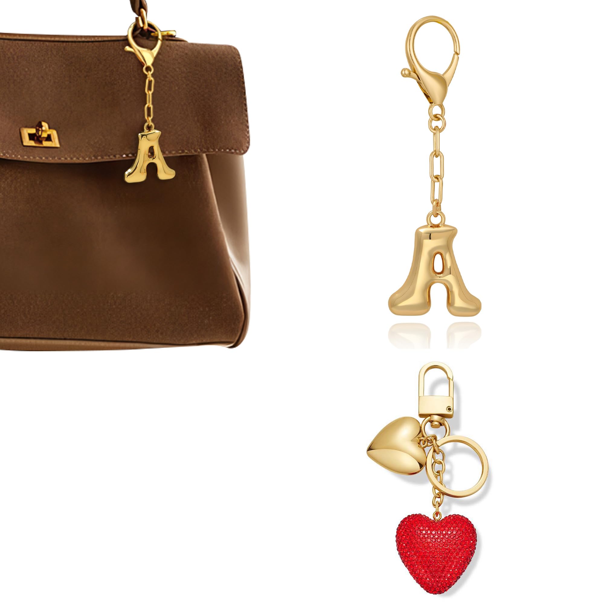 HolidayQbee Schlüsselanhänger Taschenanhänger mit Gold Buchs