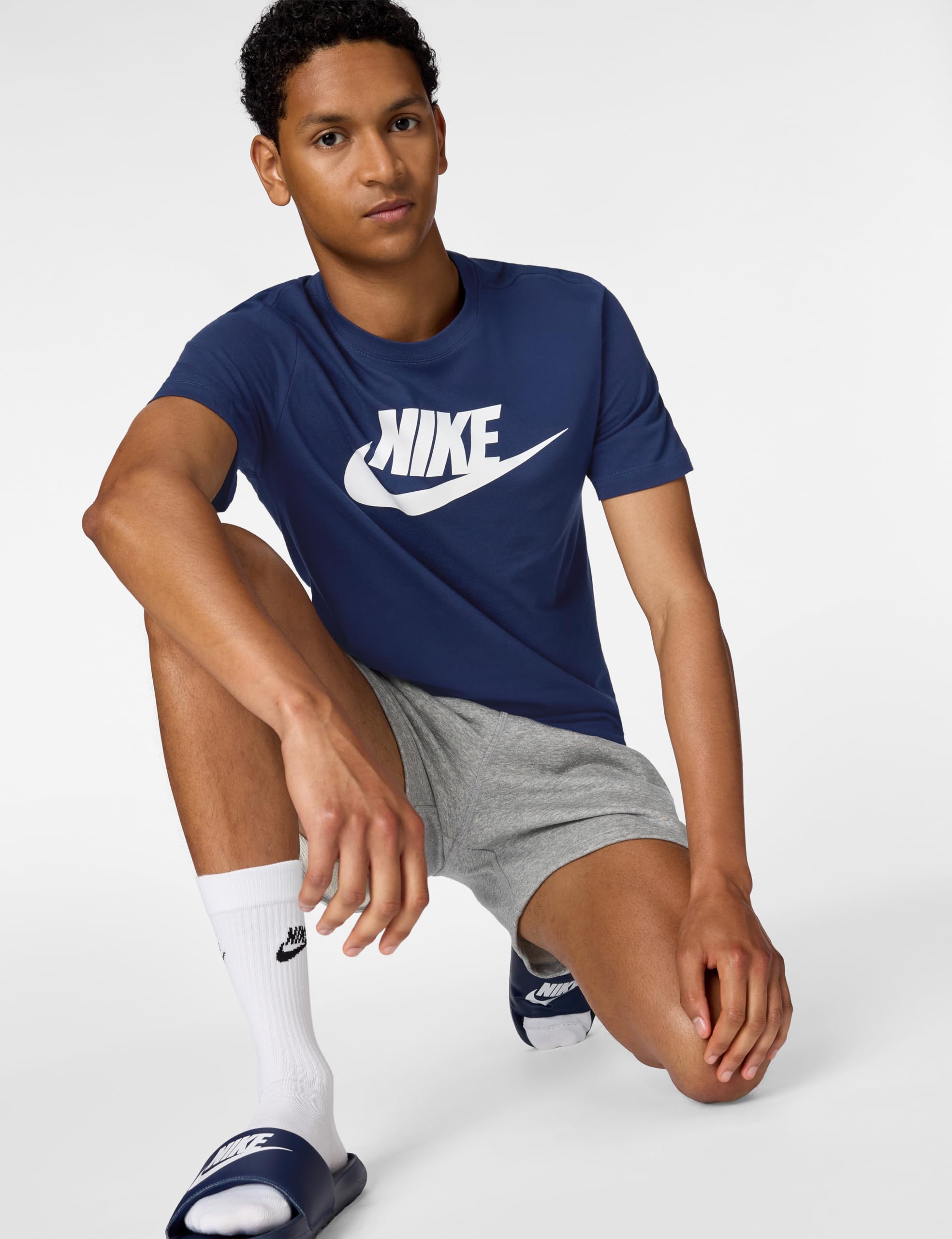 NIKE Męska koszulka M Nsw Icon Futura, Midnight granatowy/biały, XXL