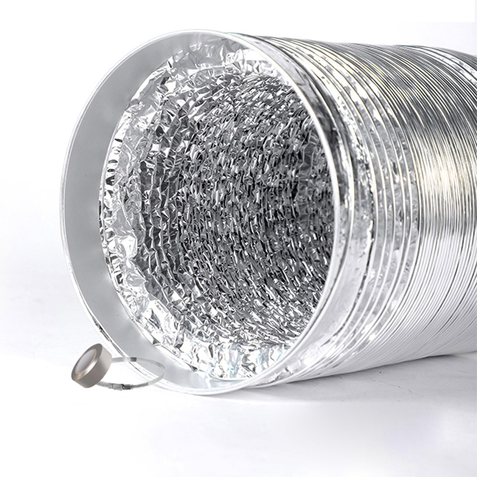 Aluminium-Luftkanäle, Ersatz-Abluftschlauch for Lüftungsventilator, Flexibles Entlüftungsset for Wäschetrockner(1.5m,100mm)